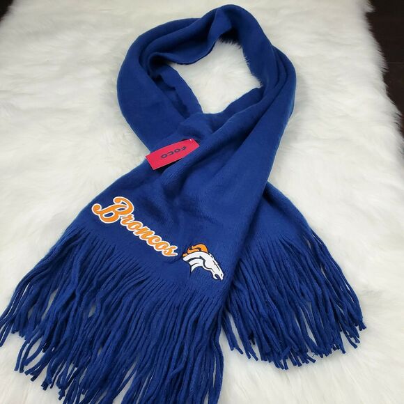 Denver Broncos Football-NFL 81" x 27" FOCO Blue Oversized Fringed Blanket Scarf - Picture 1 of 5